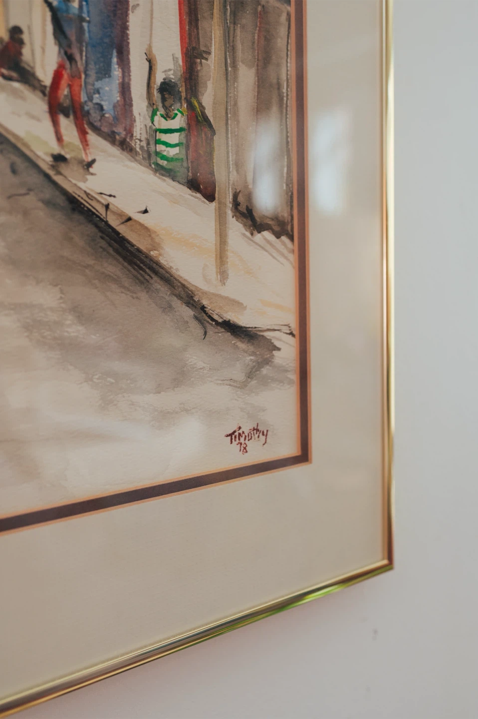 Vintage 1978 Signed Watercolour — Moody Street Scene - photo 2
