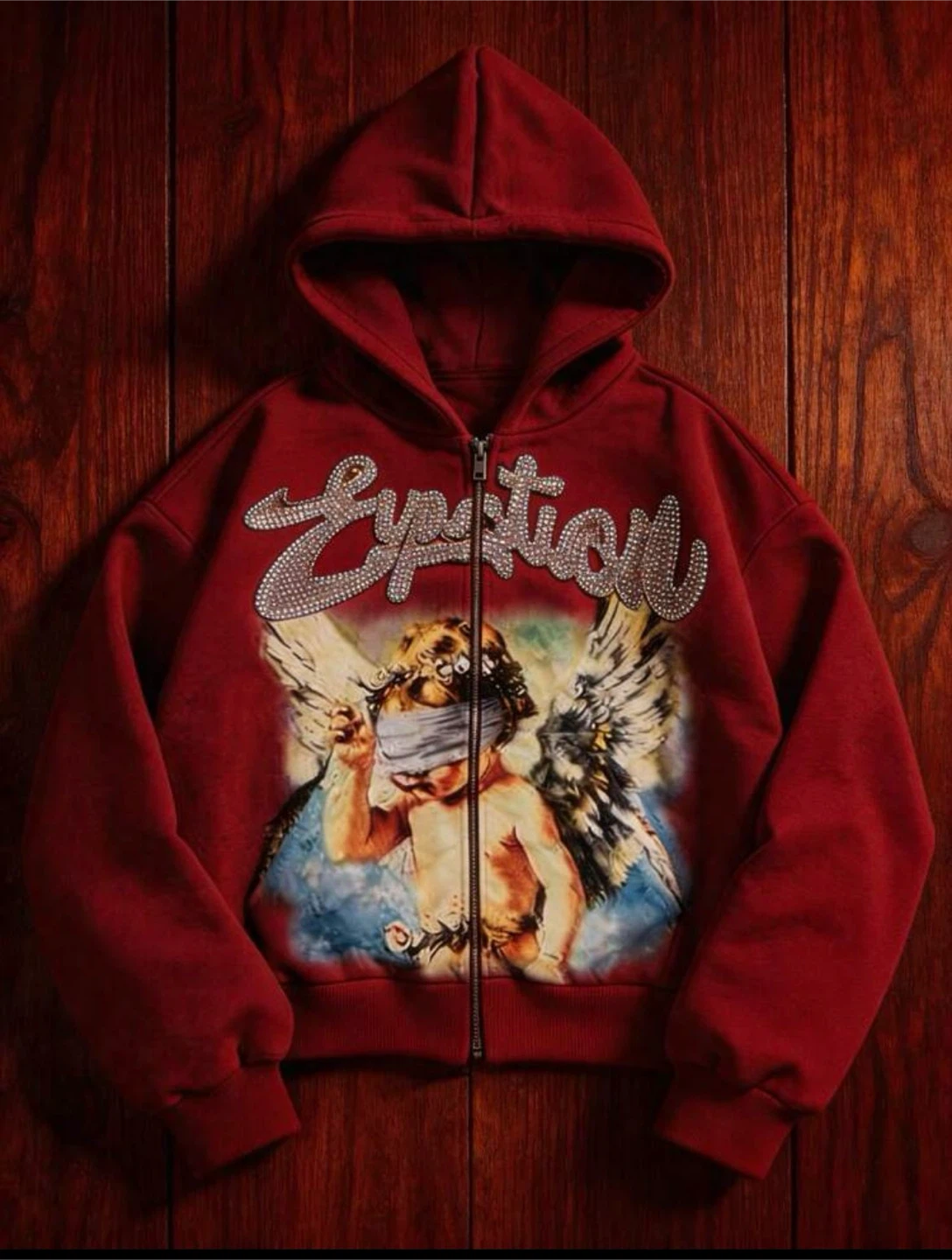 Eystion Red Zip-Up Hoodie