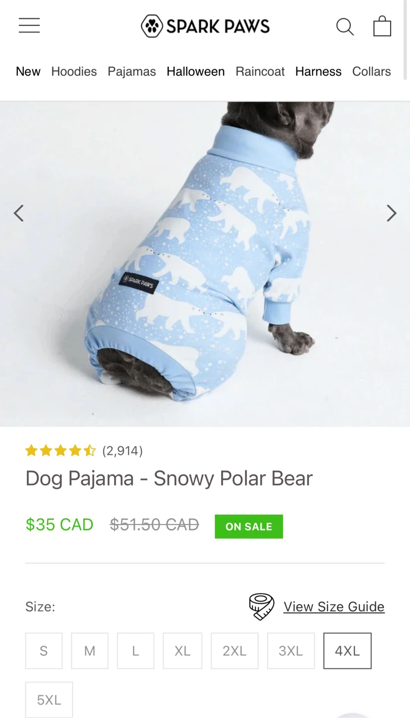 Spark Paws Dog Pajamas 4XL (two available) - photo 2