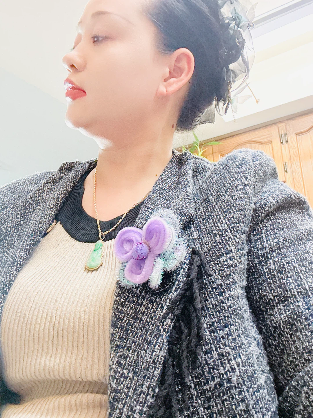 Purple Flower Fabric Brooch