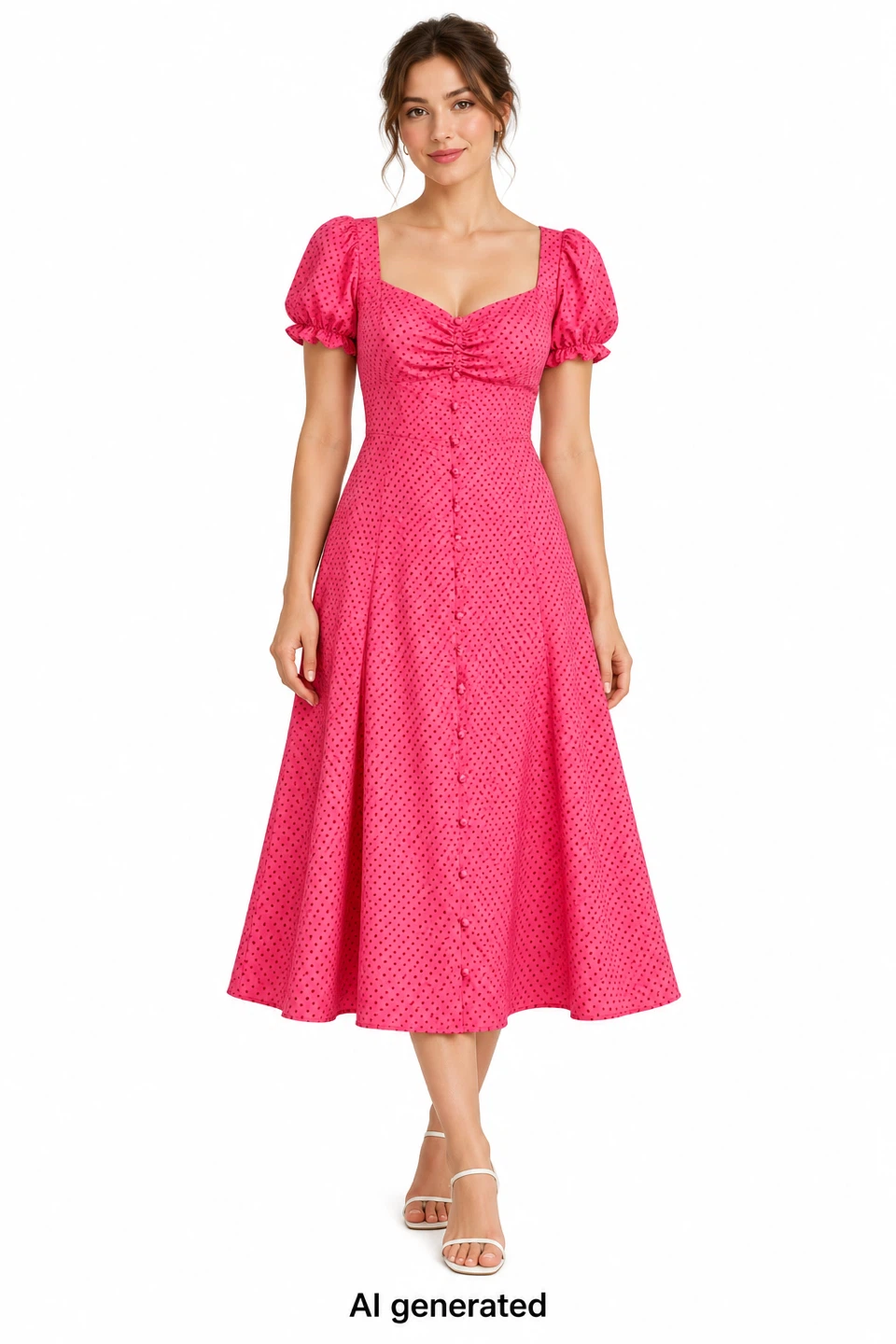 Elegant Pink Polka Dot Dress