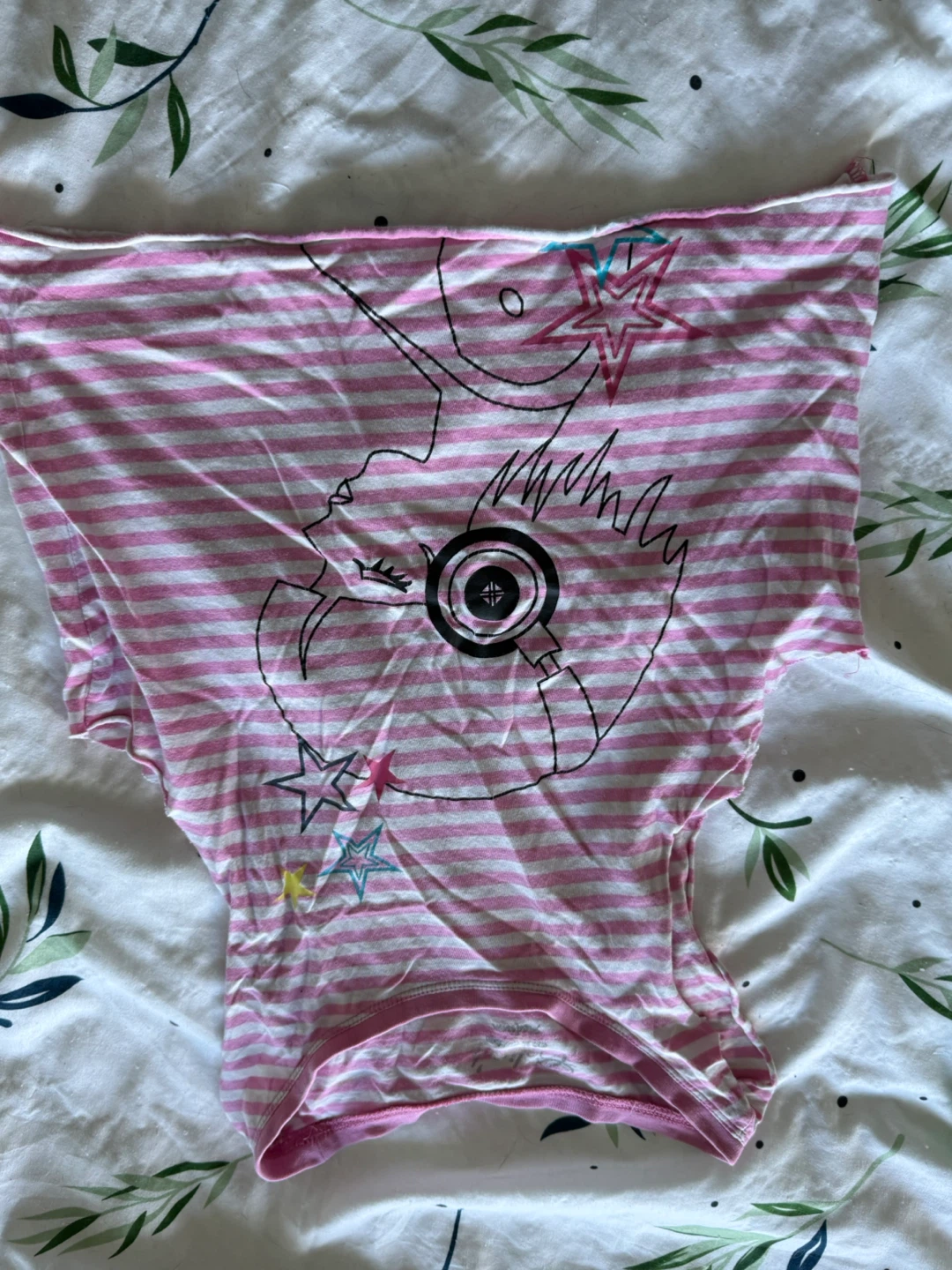 Pink and White Striped Graphic Tee