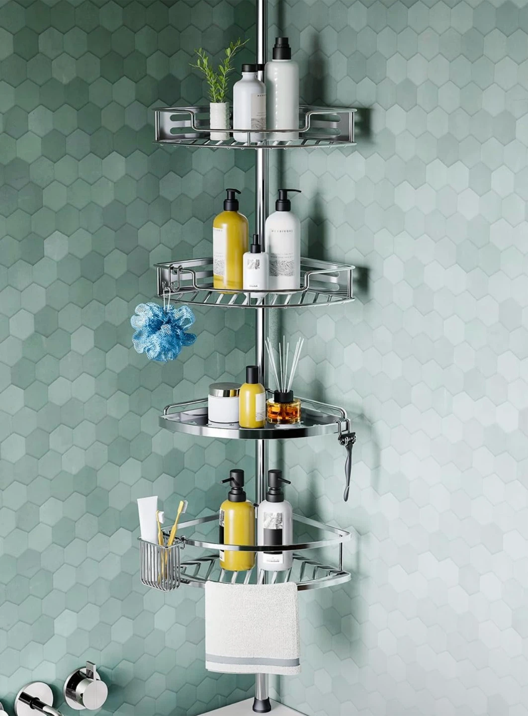Hamitor Adjustable 4-Tier Shower Caddy - photo 2