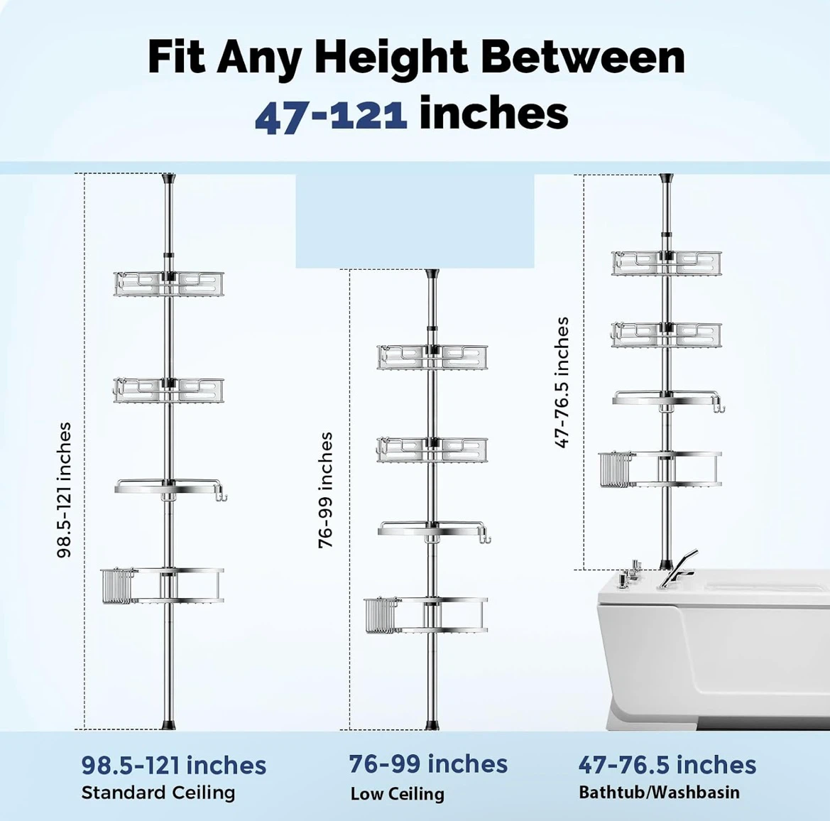 Hamitor Adjustable 4-Tier Shower Caddy - photo 3