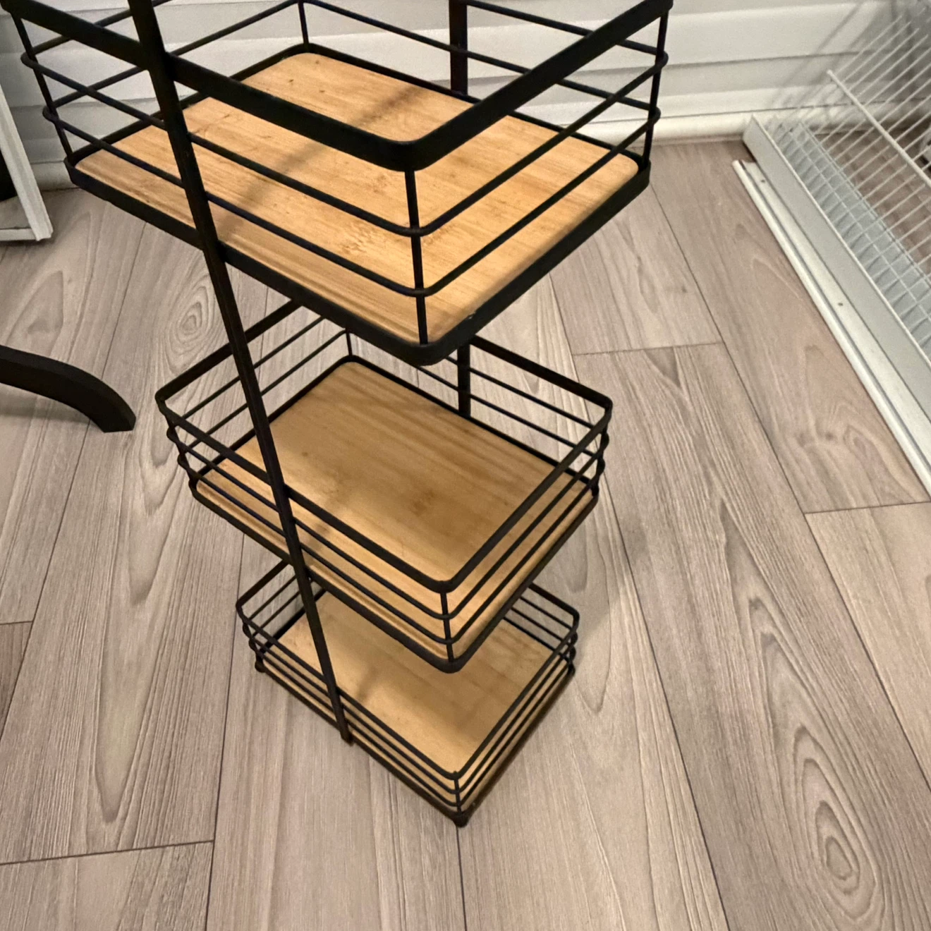 3-Tier Black Metal and Wood Storage Stand - photo 2