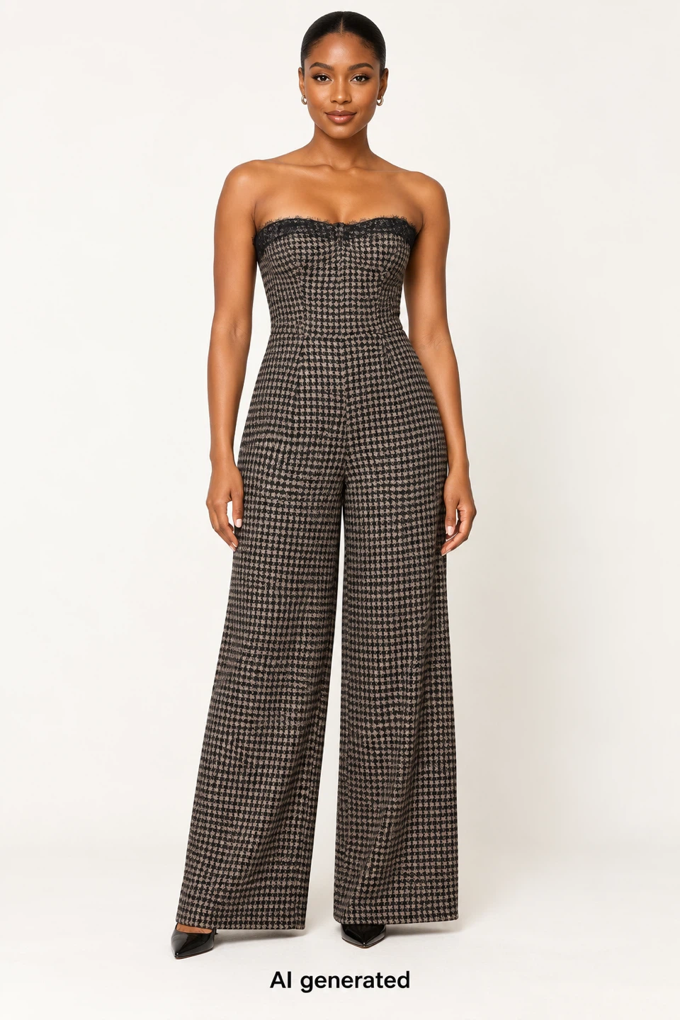 Houndstooth Corset Jumpsuit