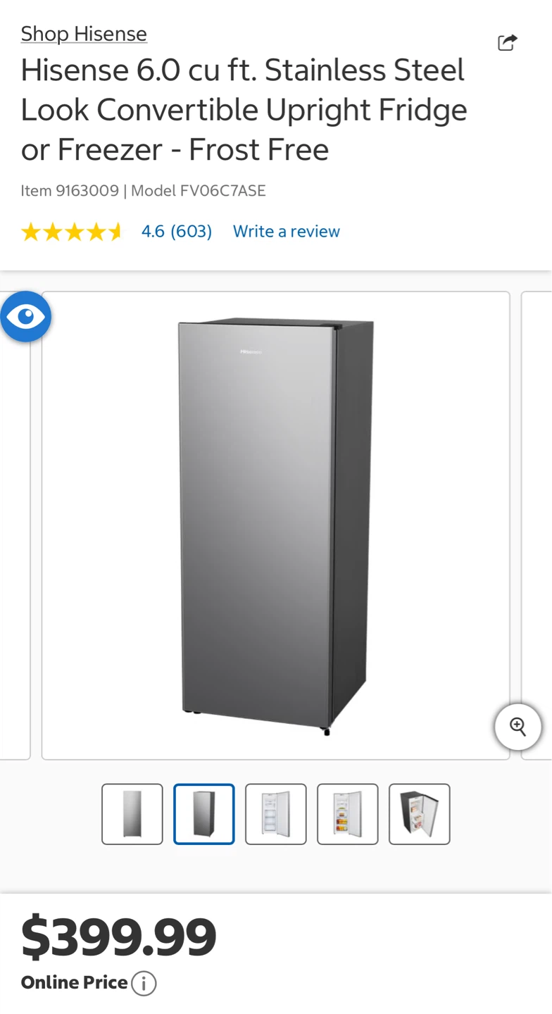 Hisense Convertible Upright Fridge or Freezer