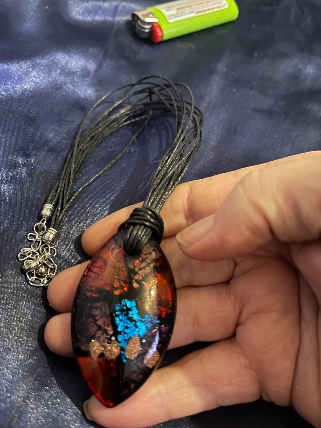 Multicoloured Glass Pendant Necklace