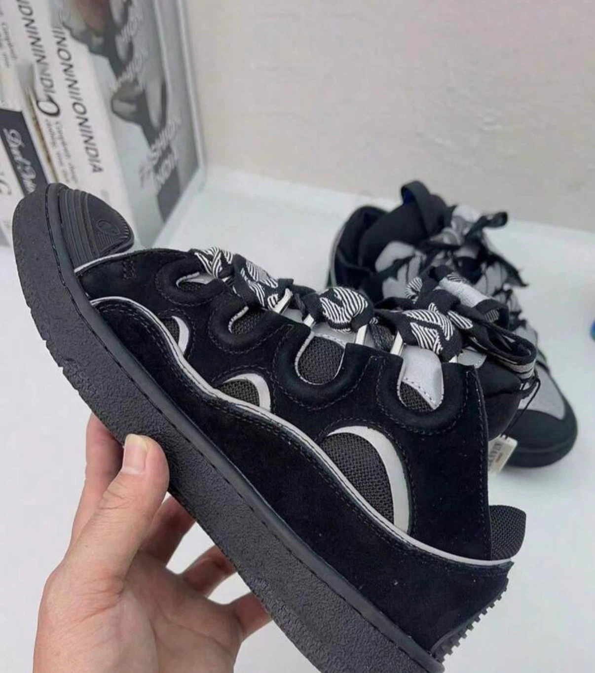 Lanvin Curb Sneakers Black and White - photo 3