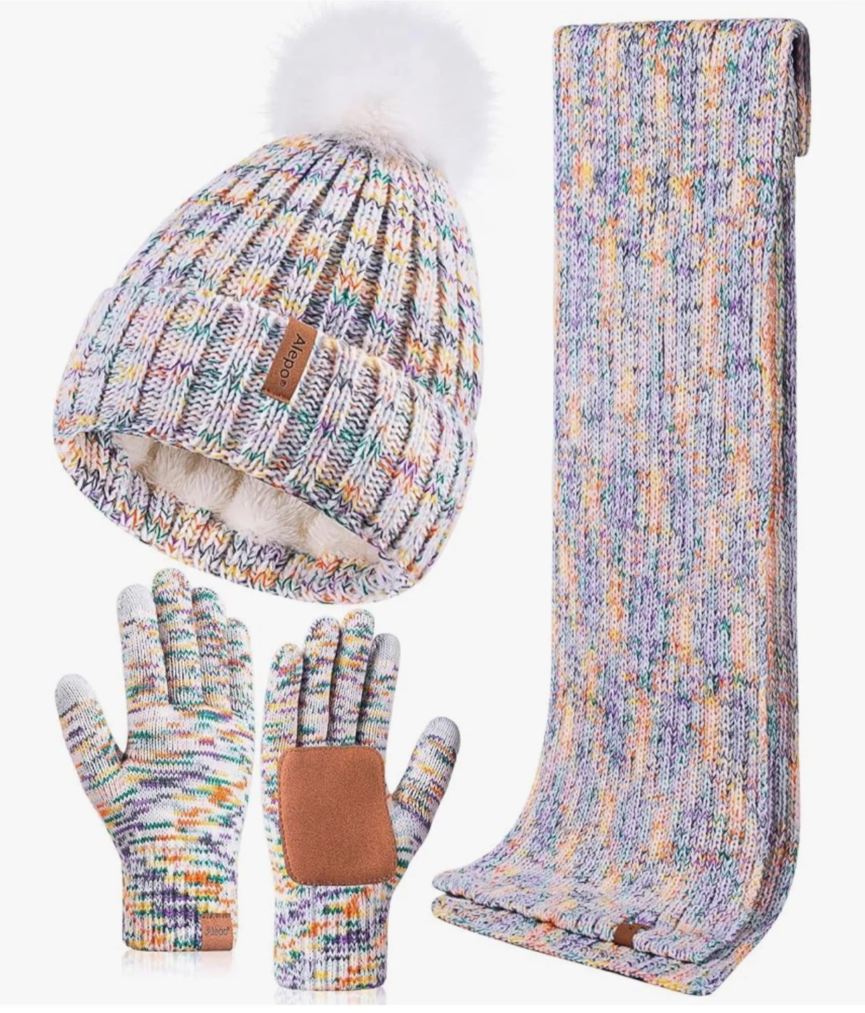 Winter Beanie, Scarf, and Touchscreen Gloves Set