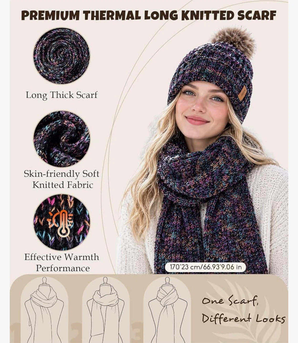Winter Beanie, Scarf, and Touchscreen Gloves Set - photo 4