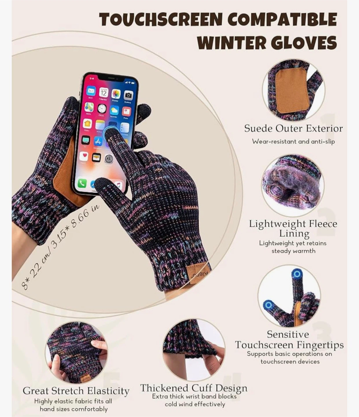 Winter Beanie, Scarf, and Touchscreen Gloves Set - photo 5