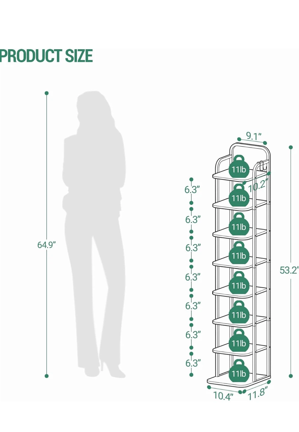 Tall narrow 8-tier shoe rack organizer - photo 2