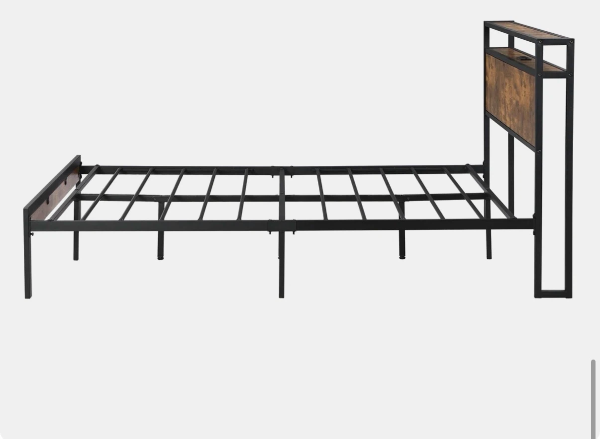 Industrial Style Metal and Wood Bed Frame - photo 2