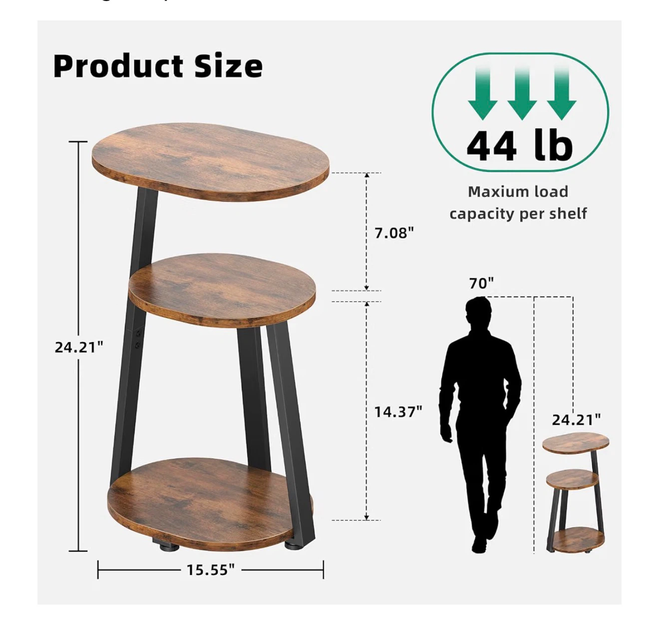 3-Tier Rustic End Table - photo 3