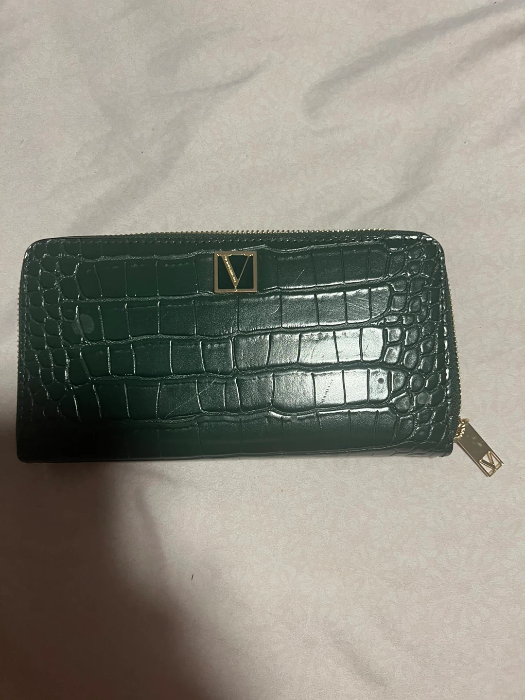 Victoria's Secret Green Crocodile Embossed Wallet