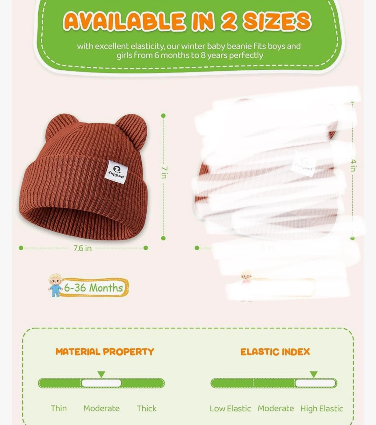 Baby Toddler Beanies 4 Pack，6~36months - photo 2
