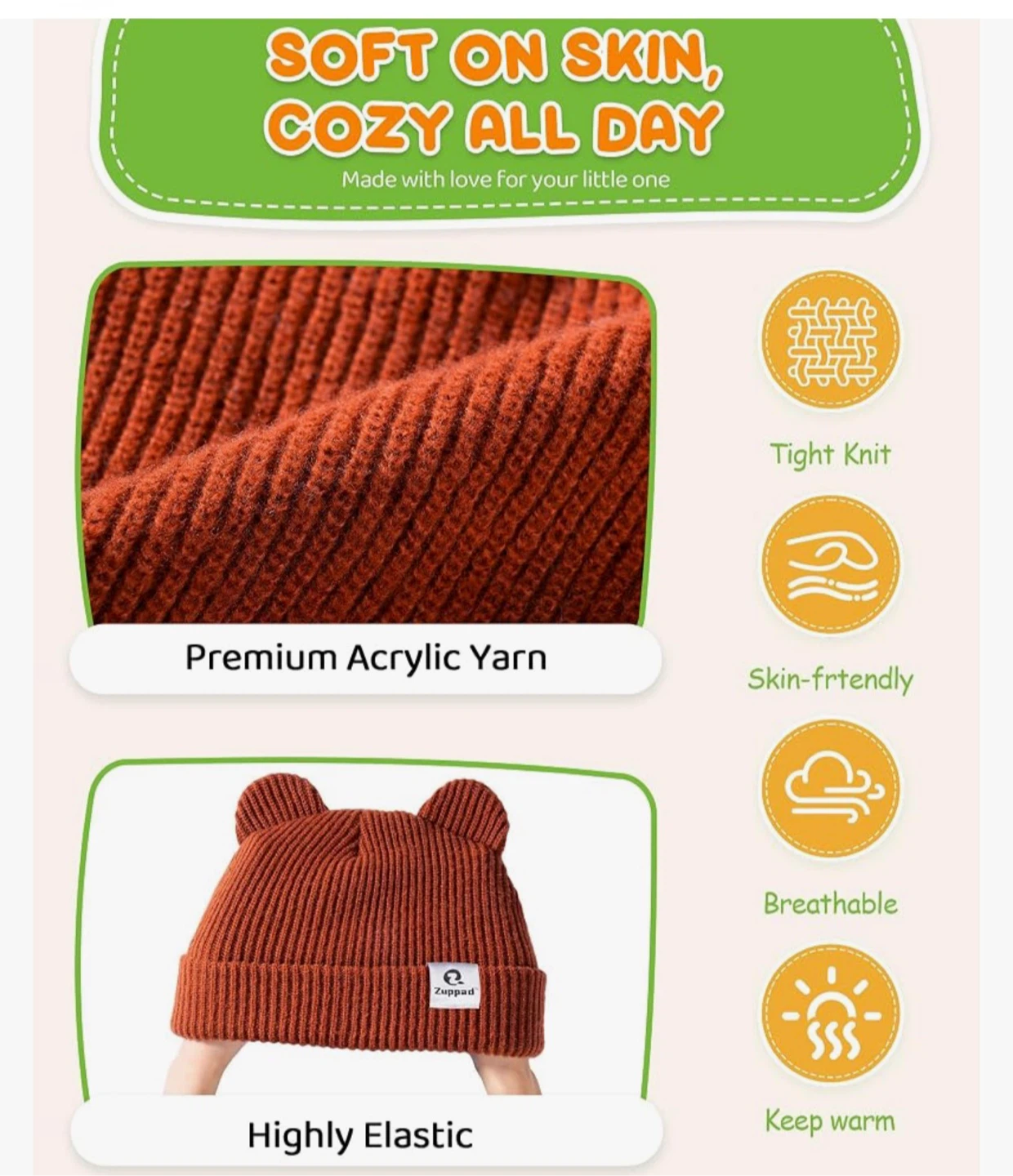 Baby Toddler Beanies 4 Pack，6~36months - photo 3