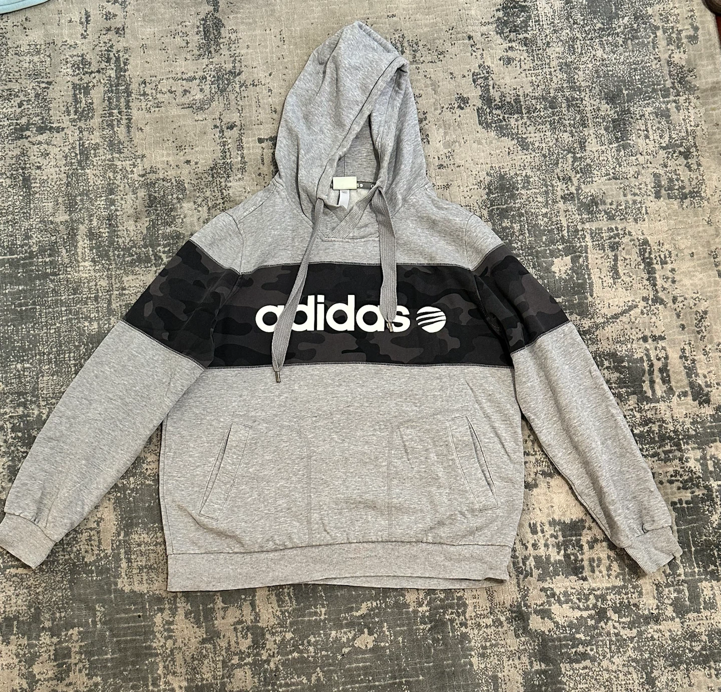 Adidas grey hoodie with camo detailing