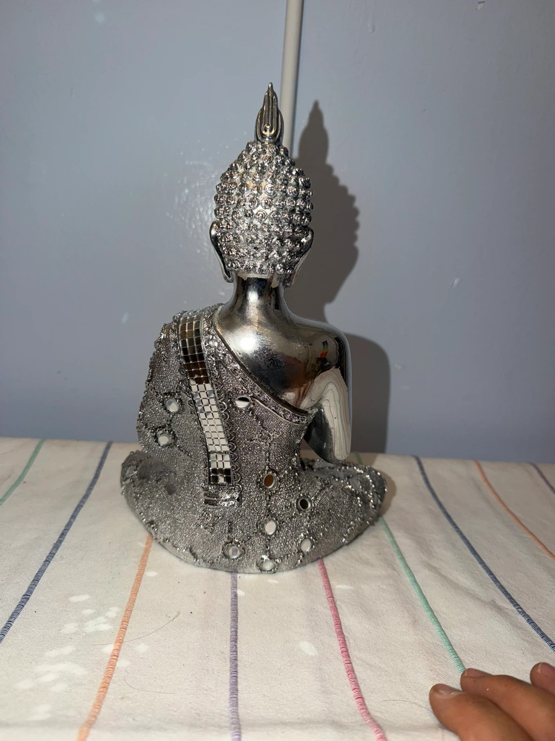 Decorative Silver Sitting Buddha Statue - photo 2
