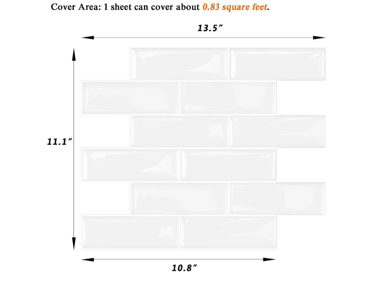 Peel and stick white subway tile