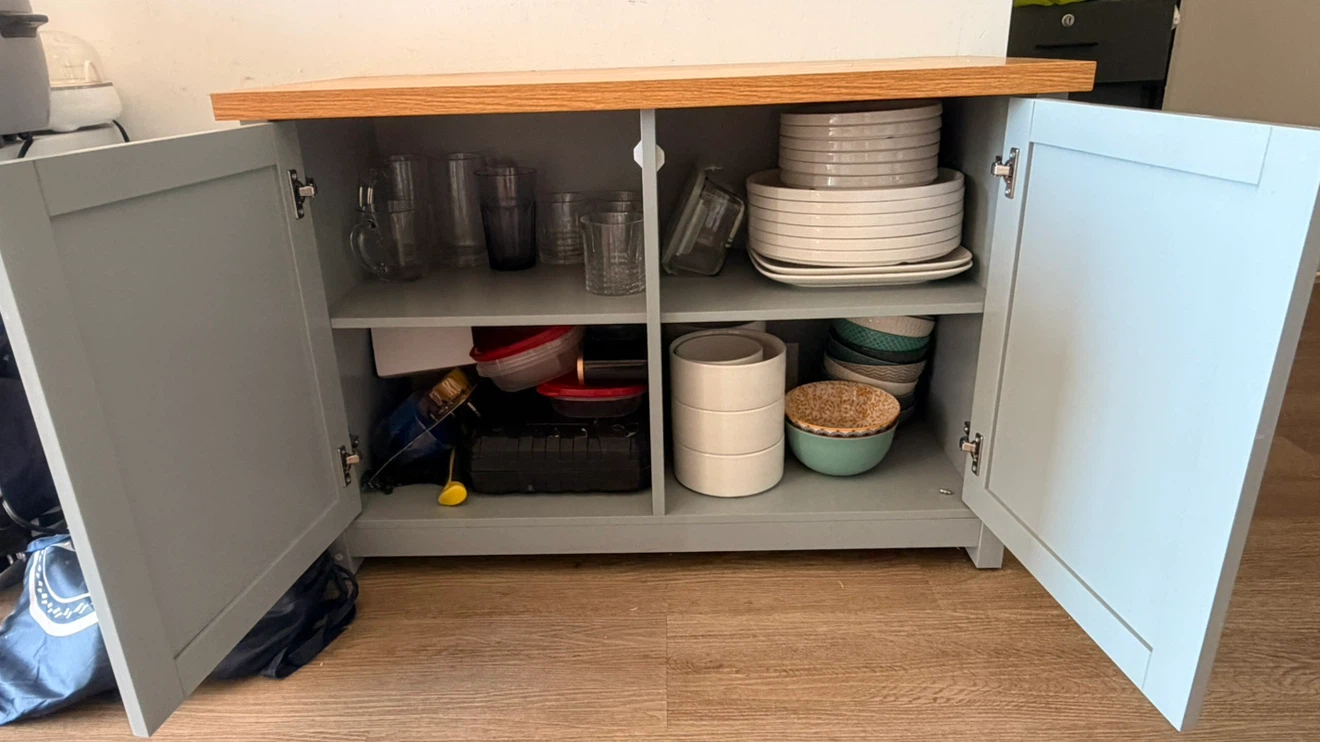 Grey storage cabinet/ Almirah with solid wood top - photo 3