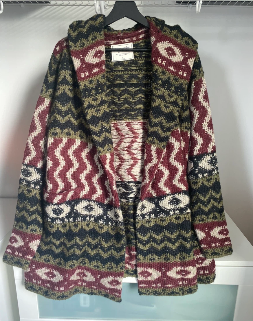 Cozy Abercrombie & Fitch Patterned Hooded Cardigan - photo 2