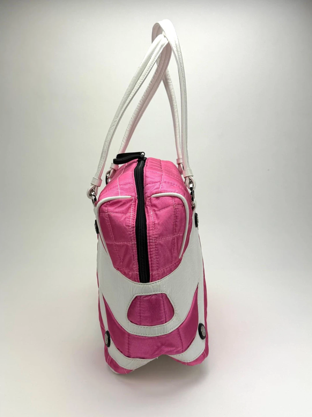 Y2K Puma Quilted Shoulder Bag Pink and White - photo 4