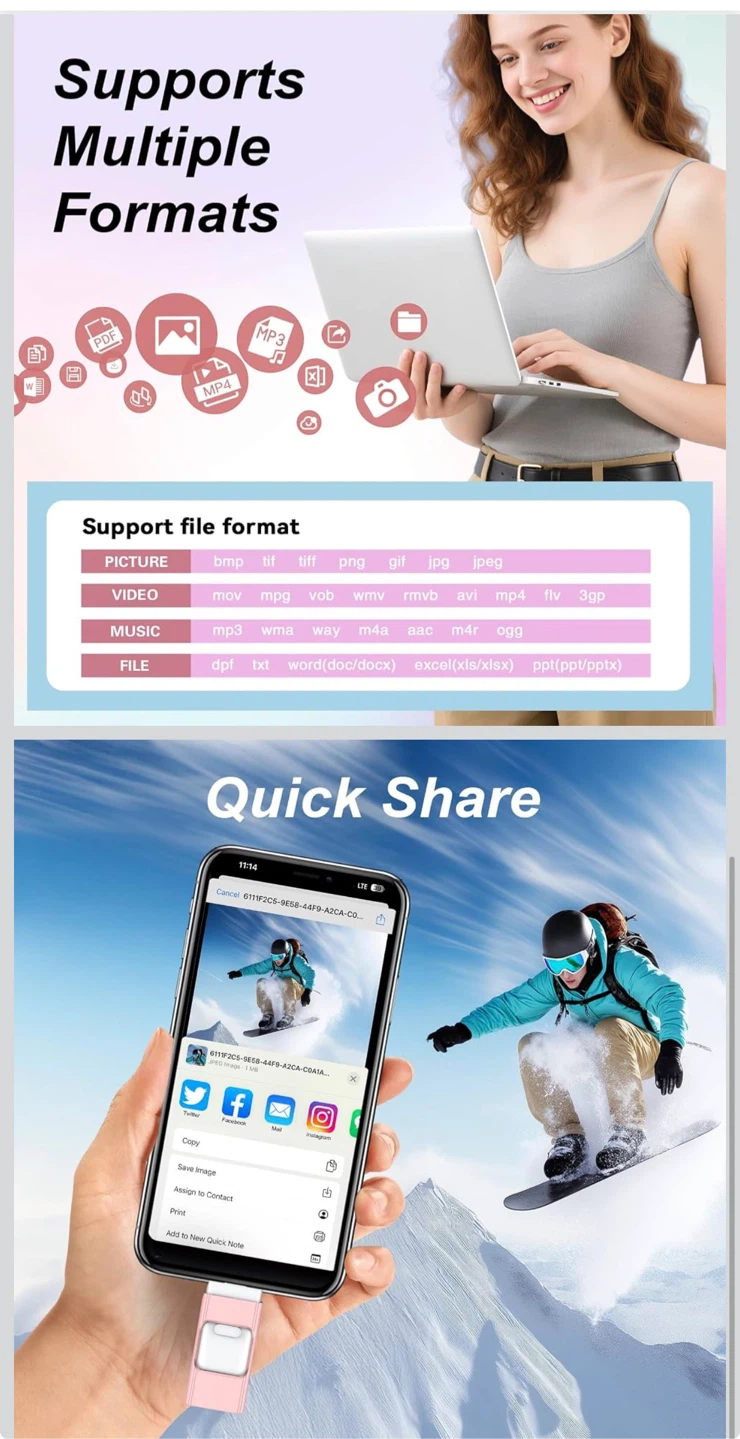 Pink 2-in-1 USB-C SD Card Reader - photo 3