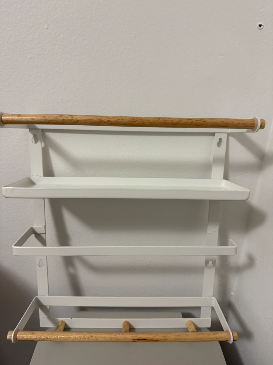 Metal Wall Organizer with Shelf, Paper Towel Holder & Hooks - photo 2