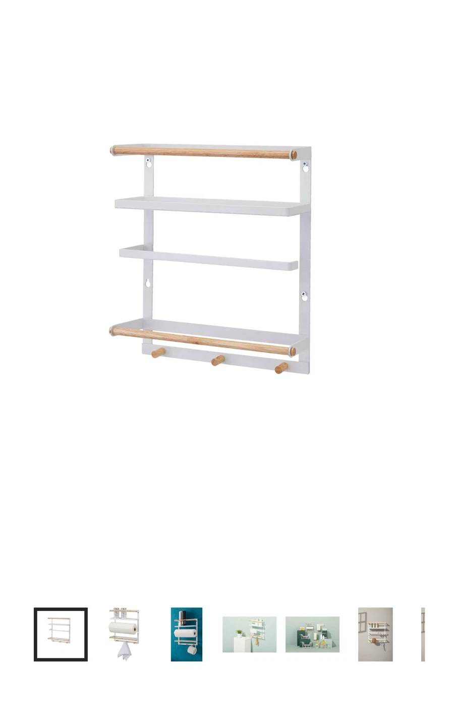 Metal Wall Organizer with Shelf, Paper Towel Holder & Hooks - photo 3