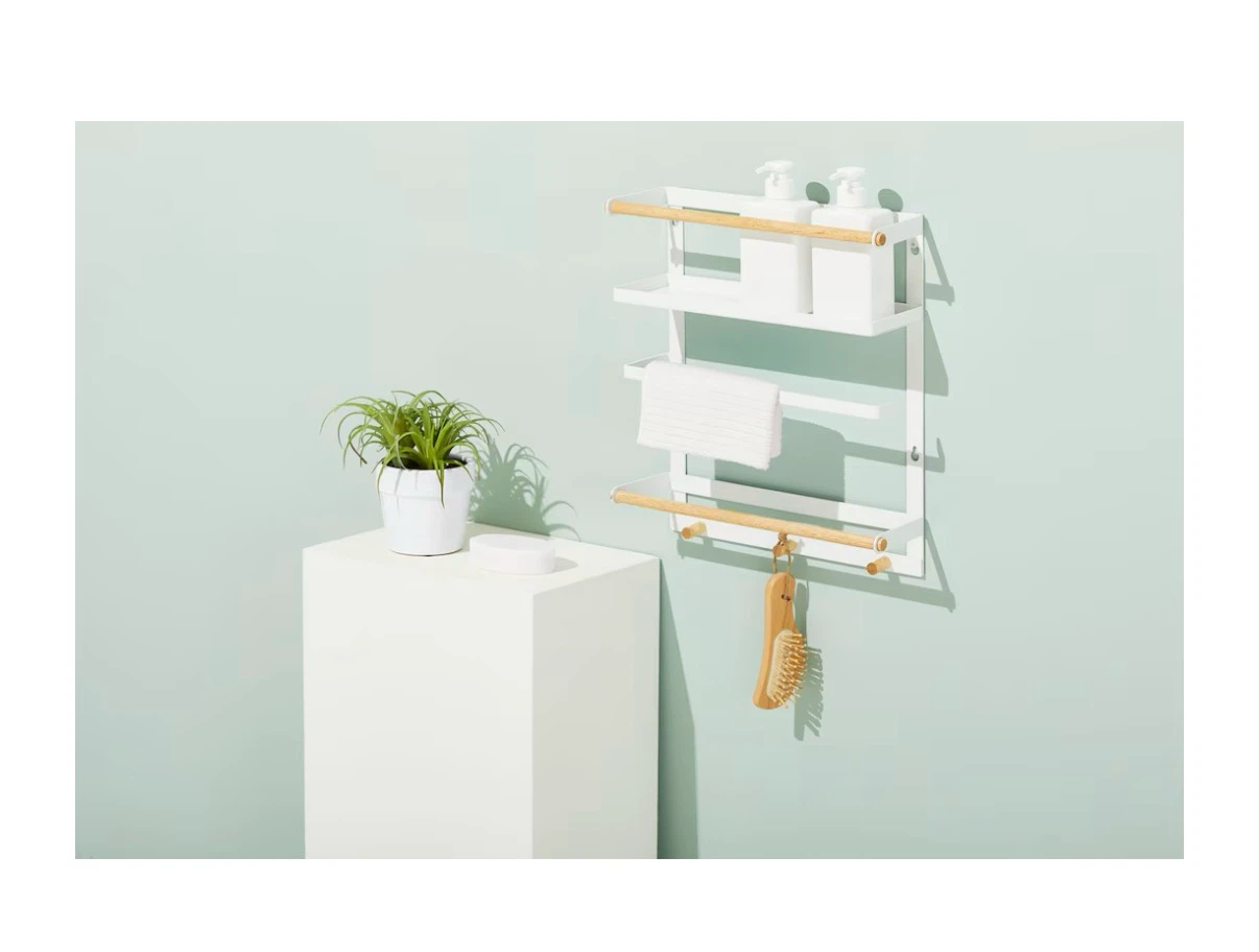 Metal Wall Organizer with Shelf, Paper Towel Holder & Hooks - photo 4