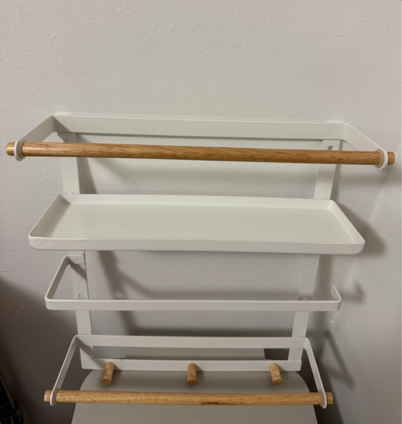 Metal Wall Organizer with Shelf, Paper Towel Holder & Hooks