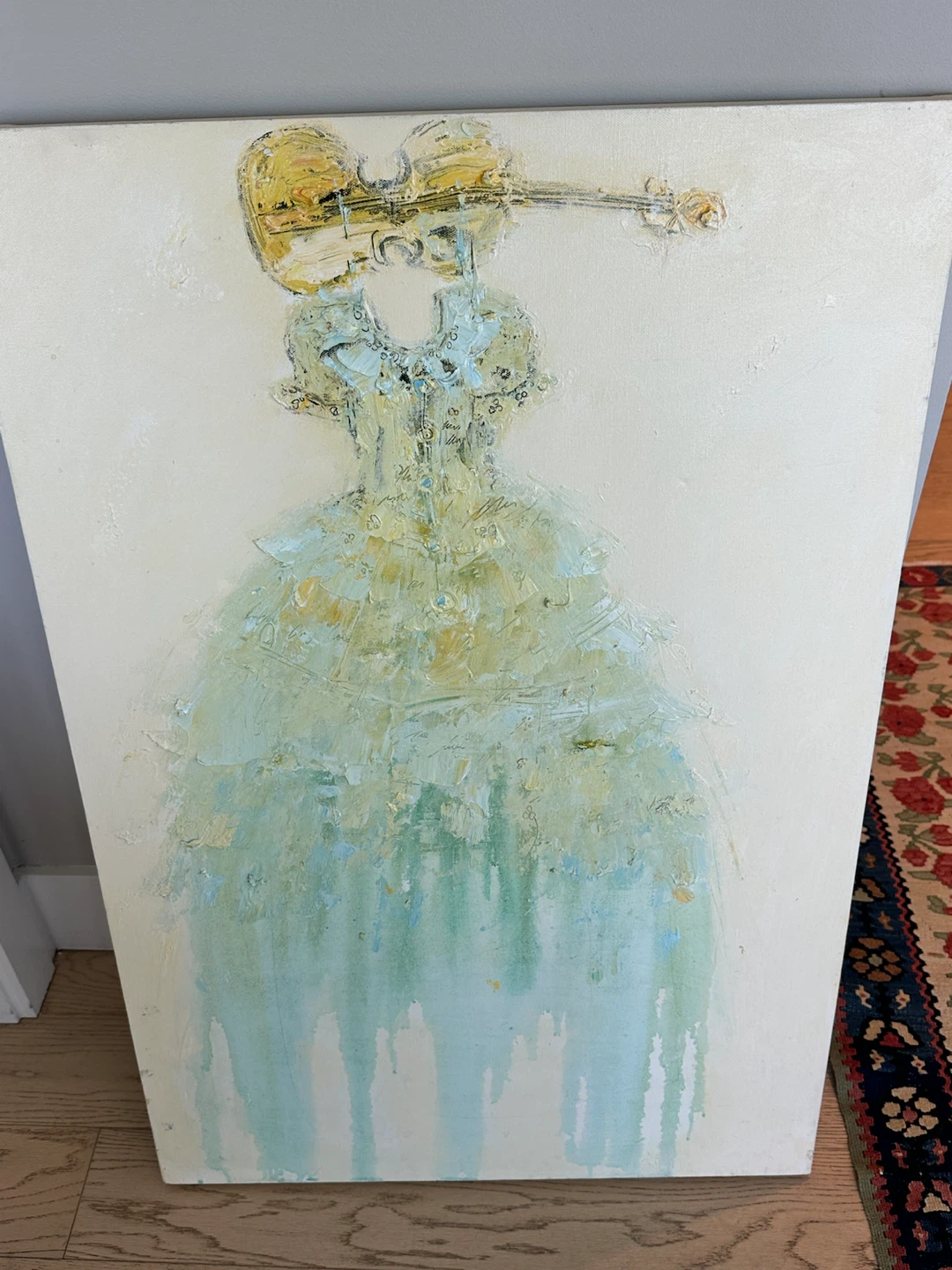 Violin Dress Textured Canvas Painting