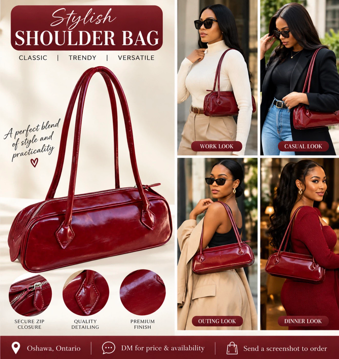 Stylish Red Shoulder Bag