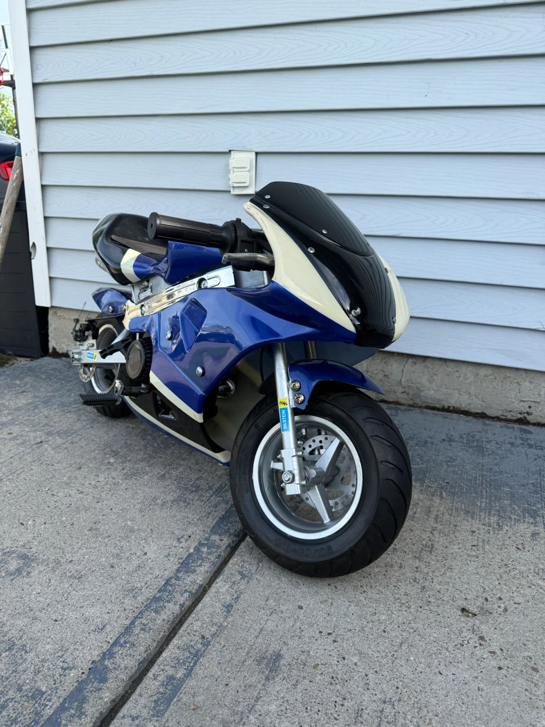Blue and White Pocket Bike
