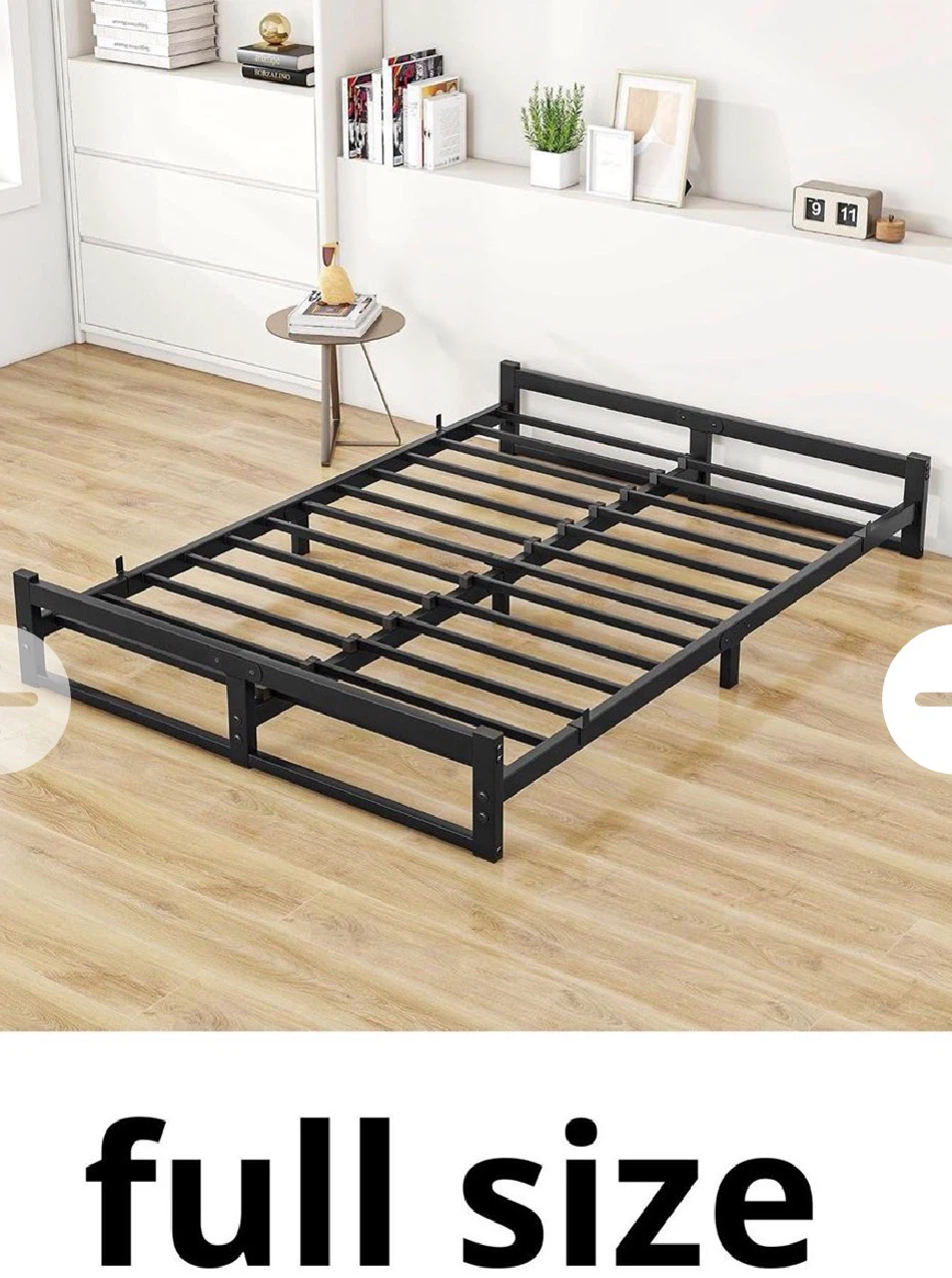 Full Bed Frame with Steel Slats, Black - photo 2