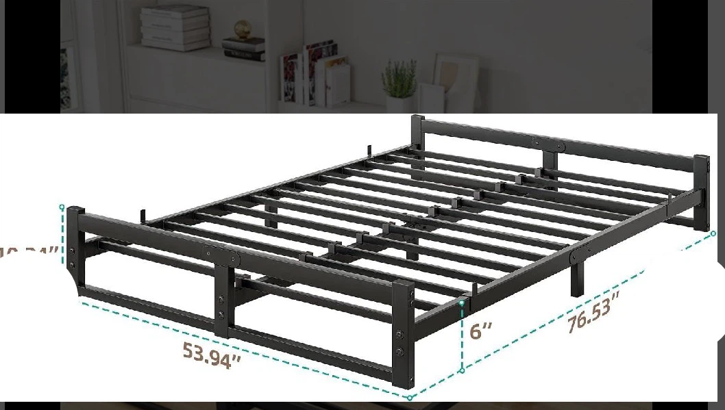 Full Bed Frame with Steel Slats, Black - photo 3