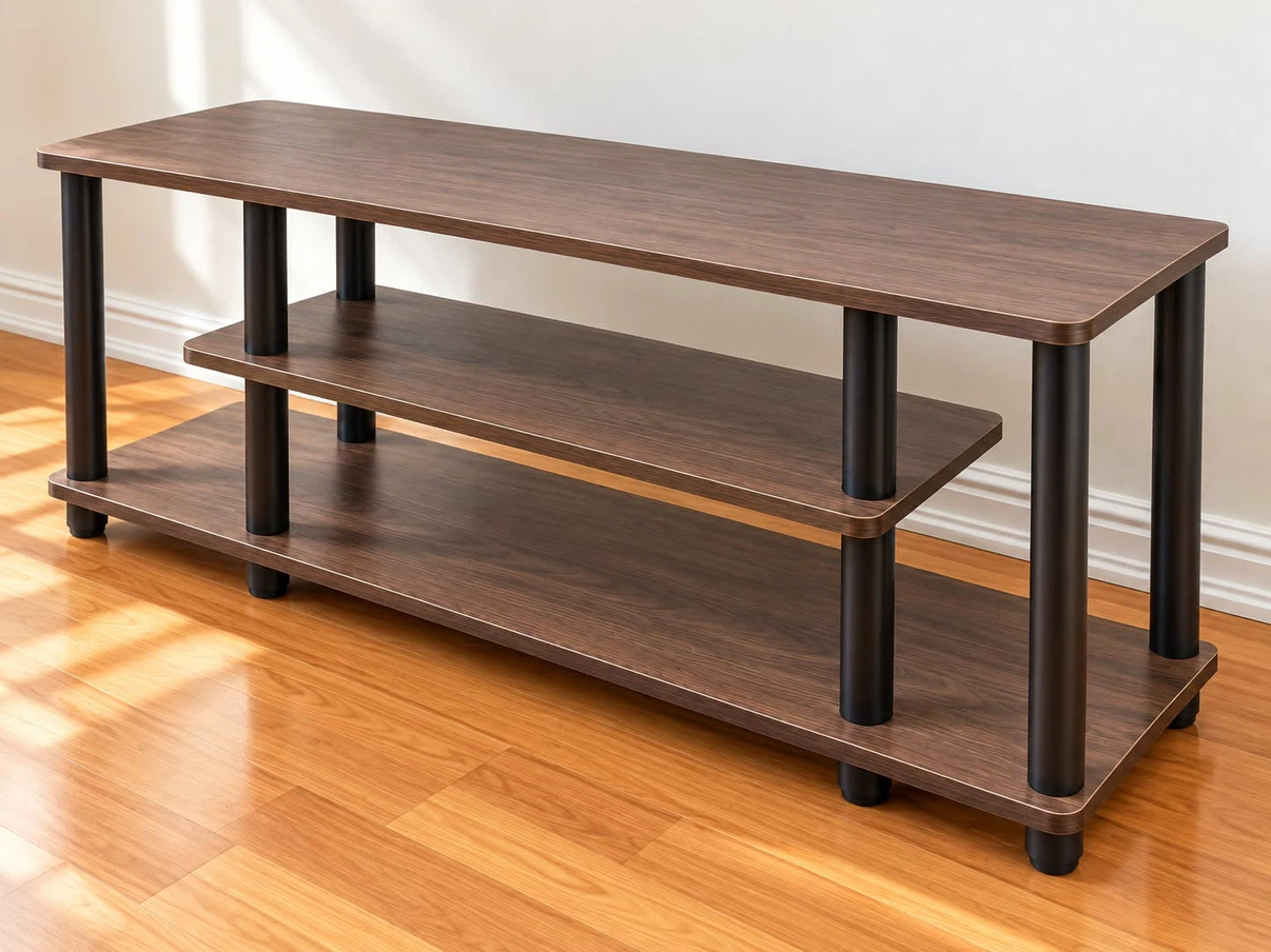 Modern Dark Wood Grain TV Stand