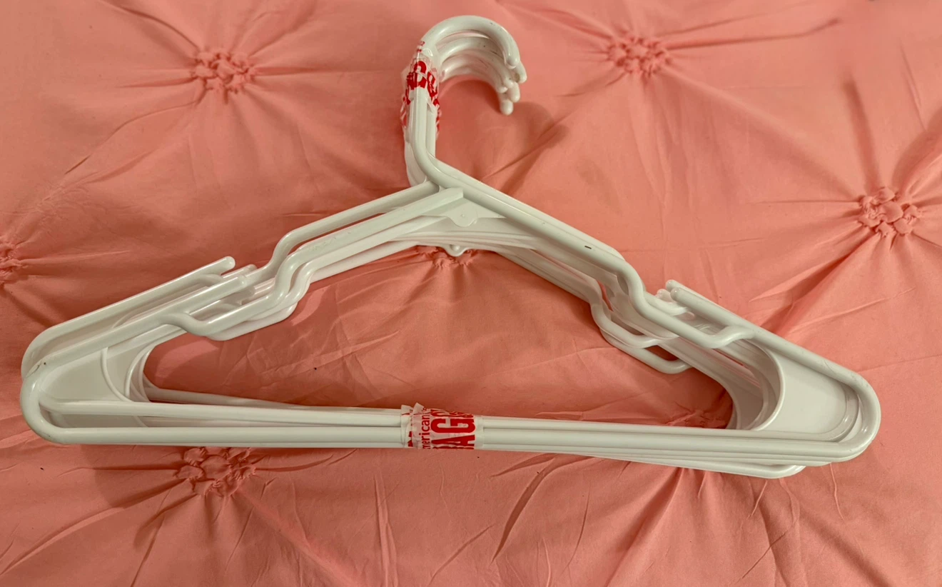 Set of 5 White Plastic Clothes Hangers