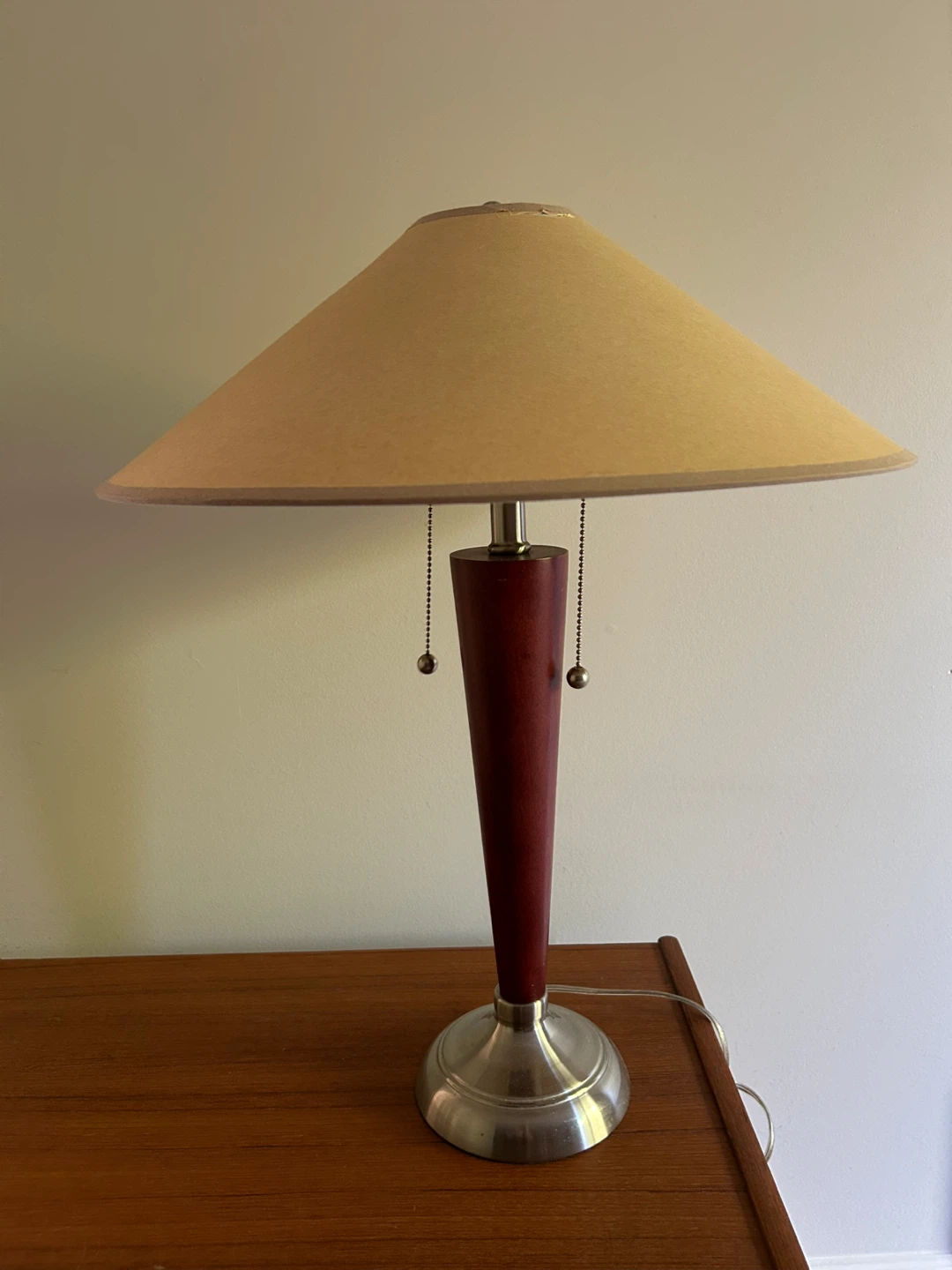 Wood & Stainless Steel Table Lamp & Matching Floor Lamps - photo 2