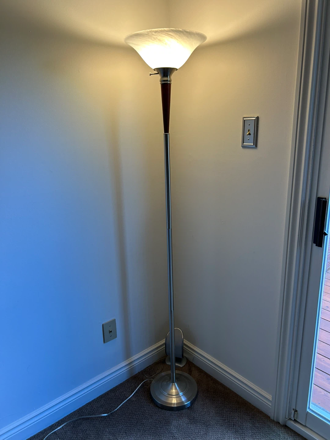 Wood & Stainless Steel Table Lamp & Matching Floor Lamps - photo 4