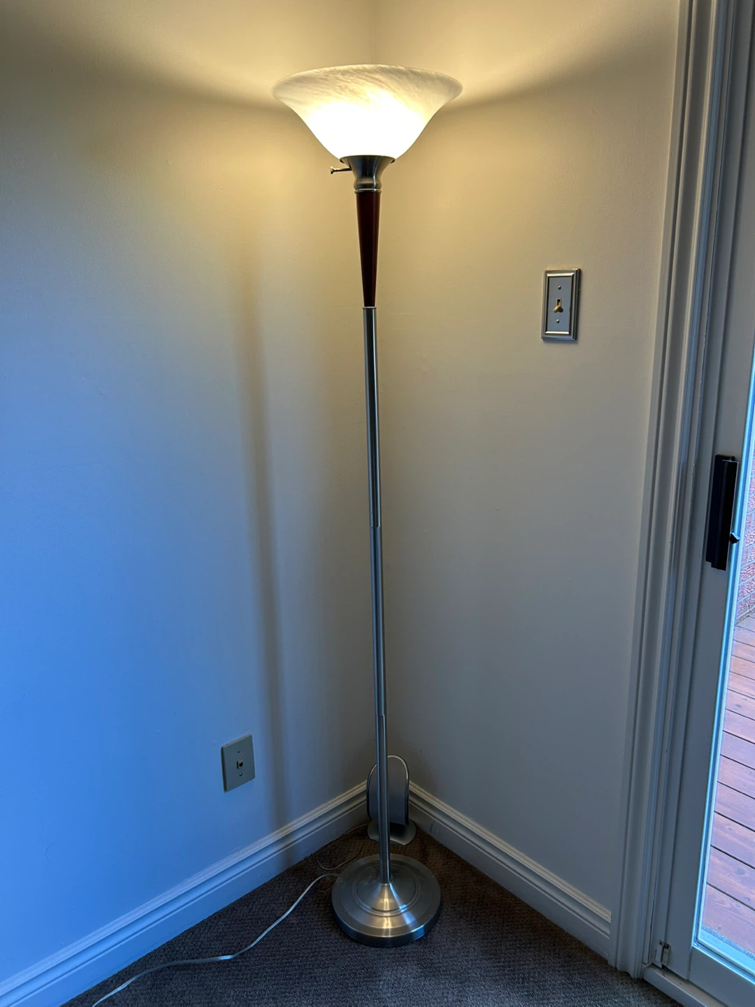 Wood & Stainless Steel Table Lamp & Matching Floor Lamps - photo 5