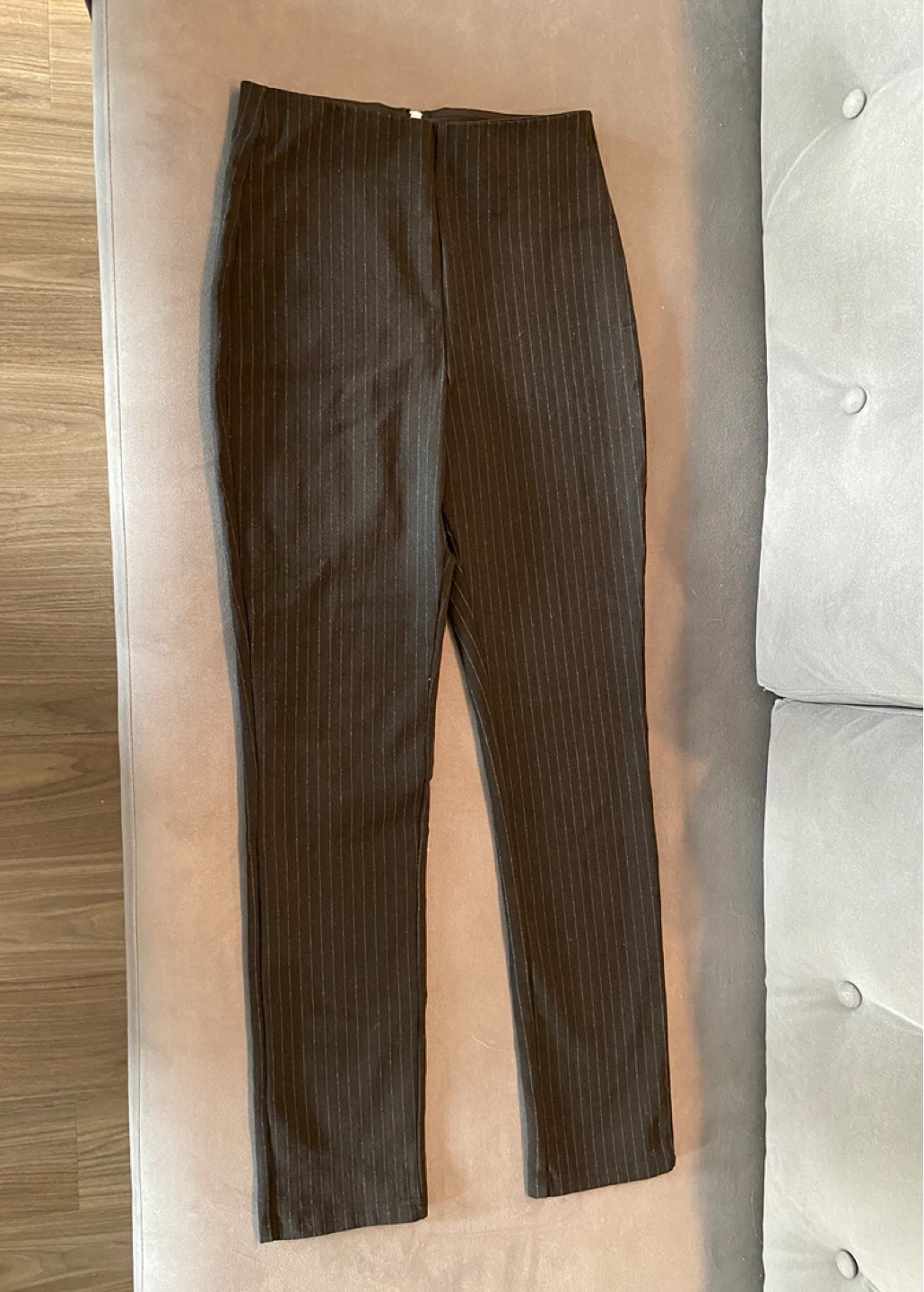 Black Pinstripe High-Waisted Pants - photo 2