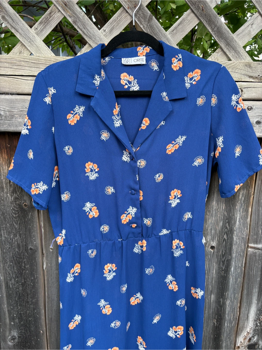 Blue Floral Button-Front Women's Dress