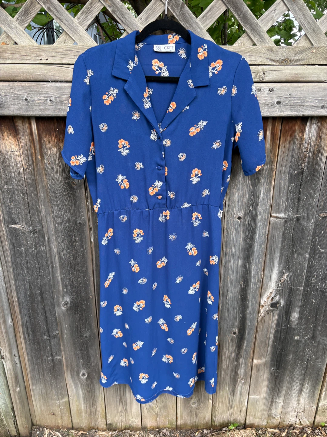 Blue Floral Button-Front Women's Dress - photo 3