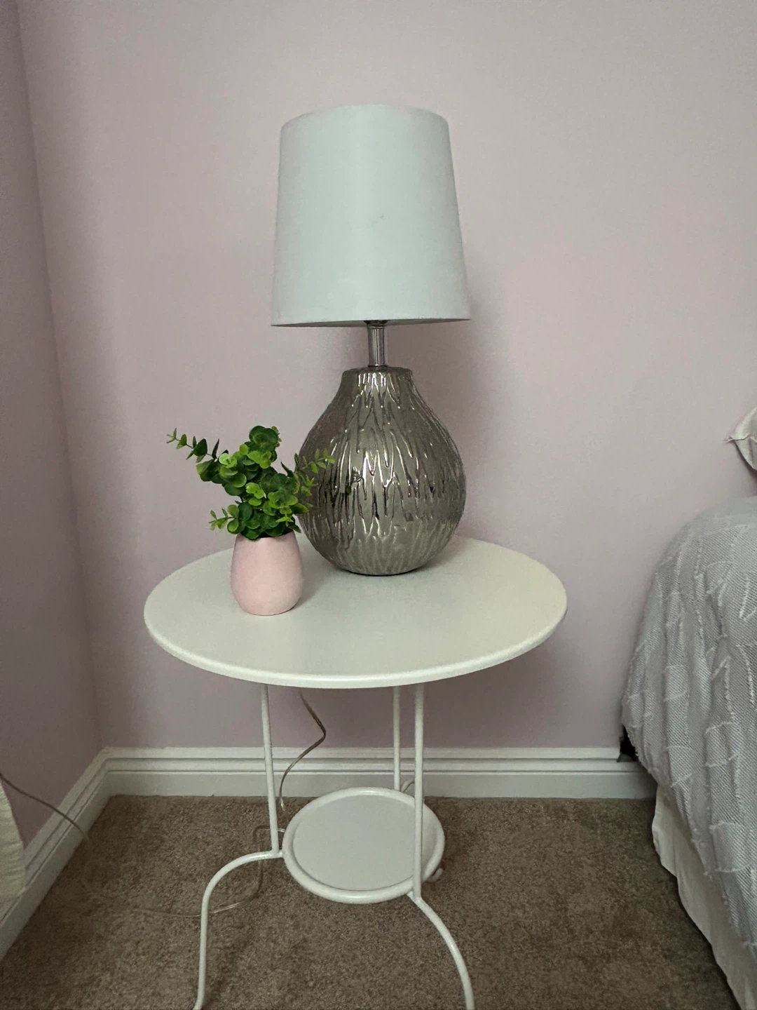 White Metal Side Table