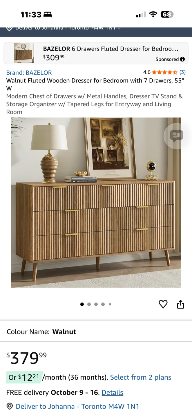 Brand New BAZELOR White Fluted Bedroom Dresser – Still in Box - photo 2