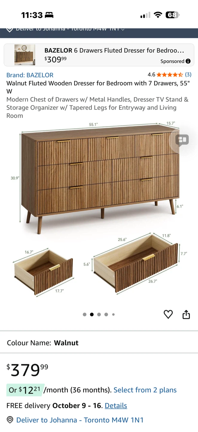 Brand New BAZELOR White Fluted Bedroom Dresser – Still in Box - photo 3