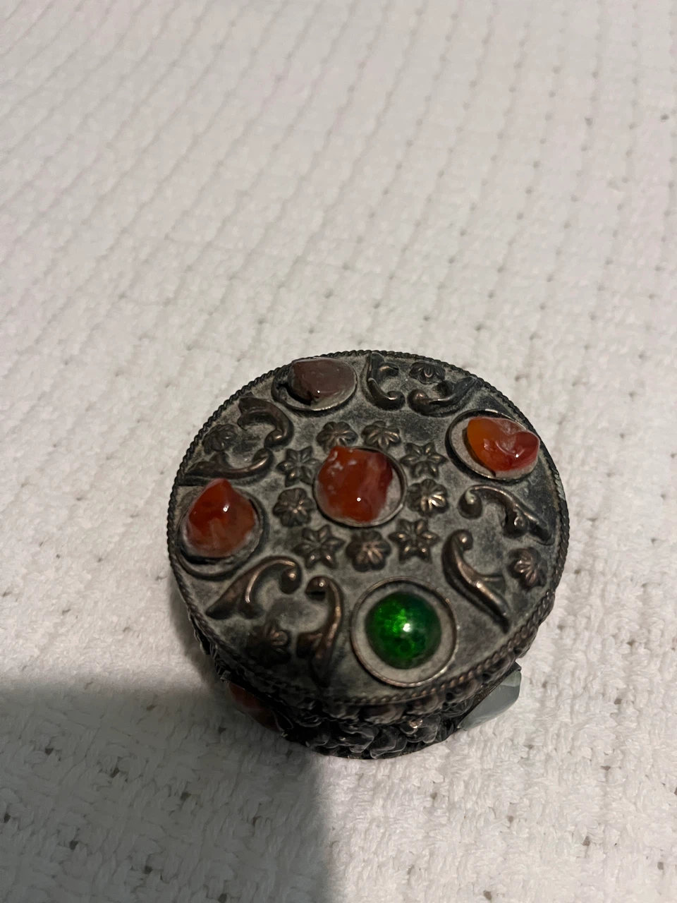 Metal Trinket Box with Stone Accents